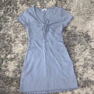 Lush Blue Ruched Sheath Mini Dress